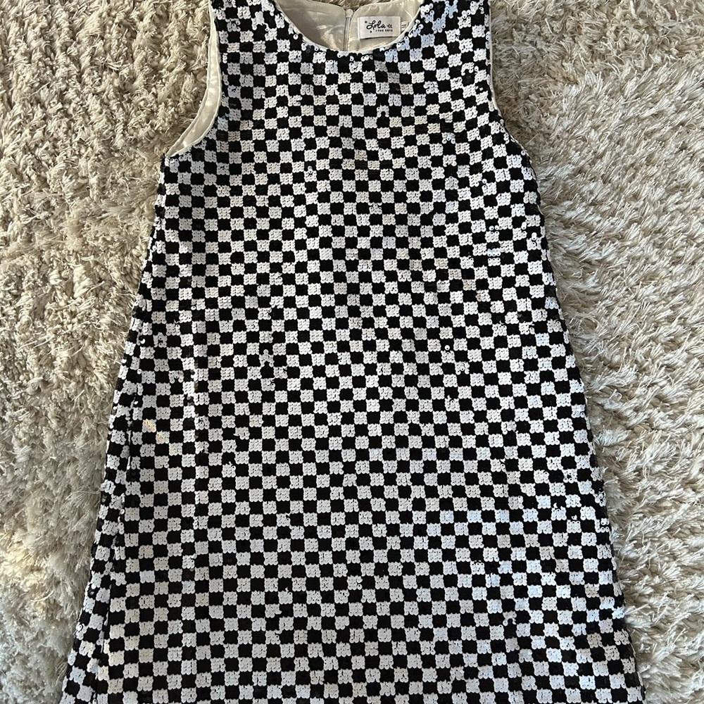 Girls Checkered Sequin Dress